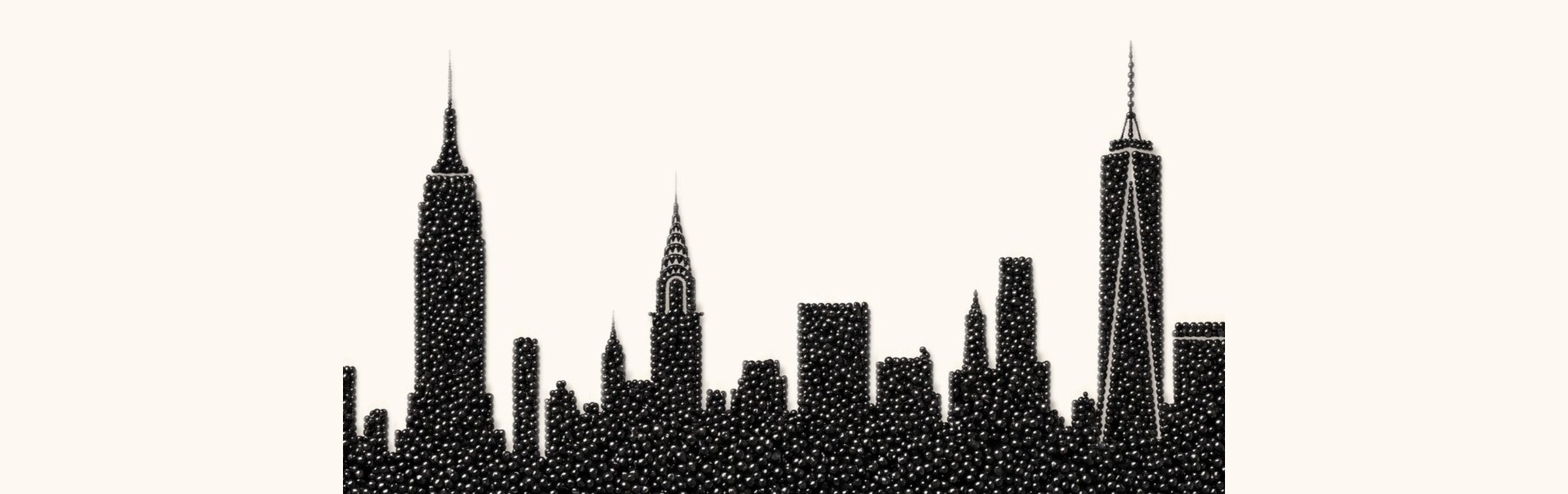 NYC skyline made of caviar pearls